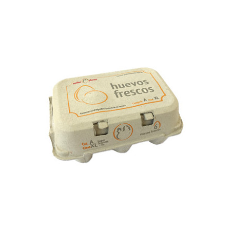 Media docena de huevos frescos XL -  Caja de cartón con 6 uds