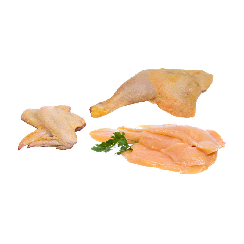 Medio pollo de Aldea de 1,3 Kg aprox. al corte