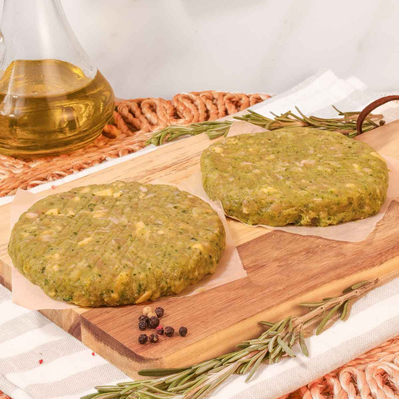 Burger de pollo con calabacín y queso