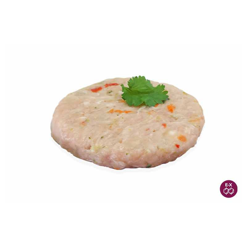 Hamburguesa de pollo con verduras