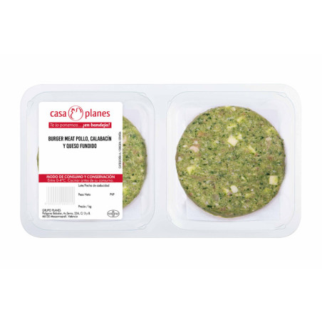 Burger de pollo, queso y calabacín Bandeja