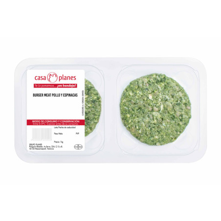 Burger de pollo y espinacas Bandeja